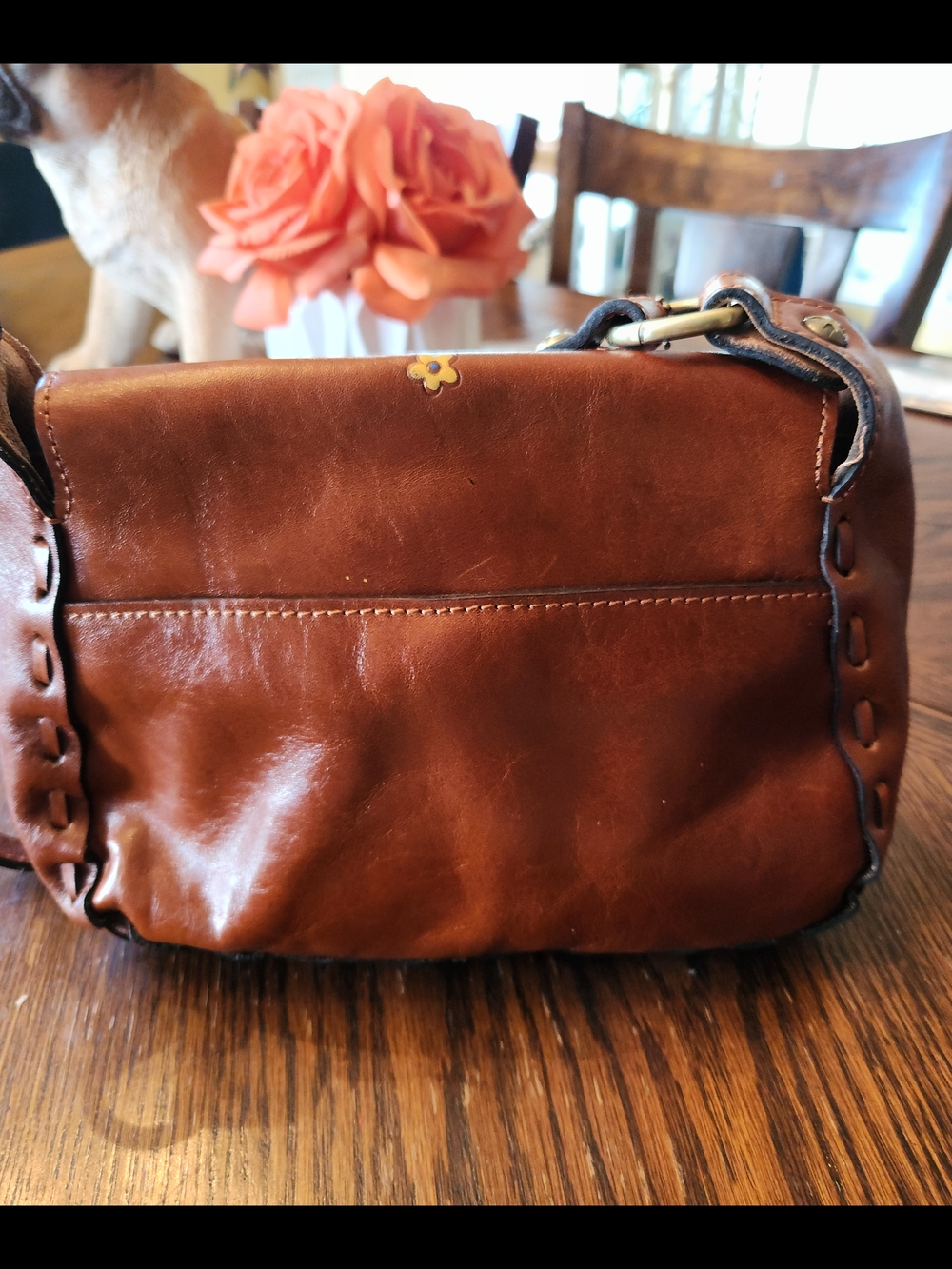 Patricia Nash Brown Floral Embossed Leather Crossbody Bag Anniversary Edition - Picture 5 of 15